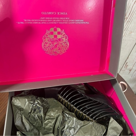 VINCE CAMUTO REESE black nappa leather gladiator high 4” sandals ins Size 7 NIB - Picture 16 of 16